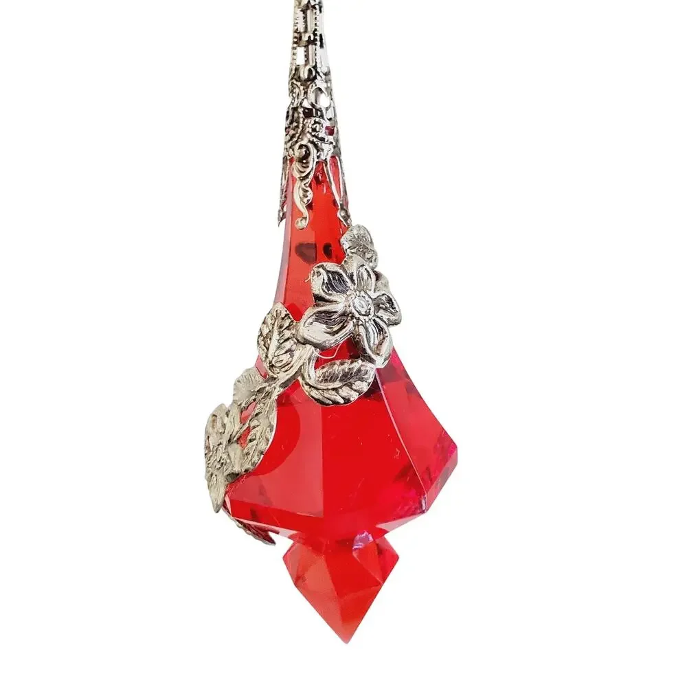 Vintage Beautiful Embellished Teardrop Christmas Ornament X5 Acrylic & Silver